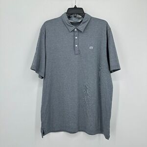 Travis Mathew‎ Polo Shirt Mens XL Black White Pinstripe Golf Performance Preppy